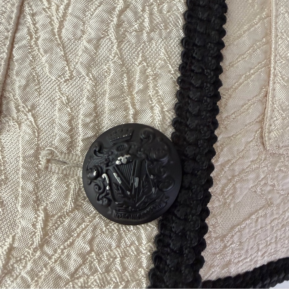 VERONICA BEARD | Darla Textured Ecru Cream Jacket Black Trim Size 6 - Picture 8 of 14